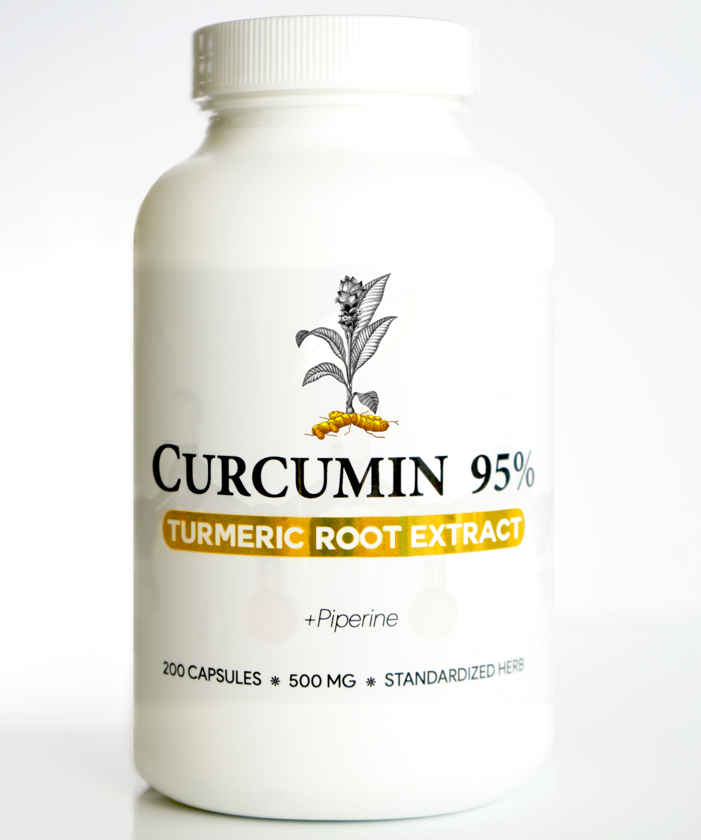 Curcumin 95% Tumeric Root Extract & Piperine 500 mg 200 Capsules 